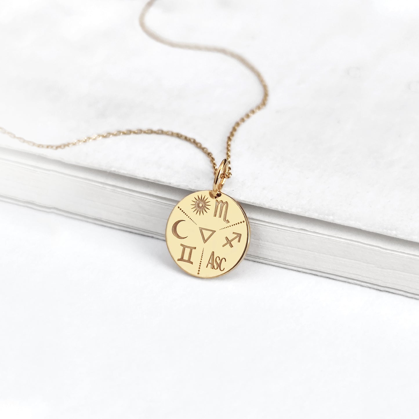 Personalized Zodiac Signs Natal Chart Necklace in Solid Gold