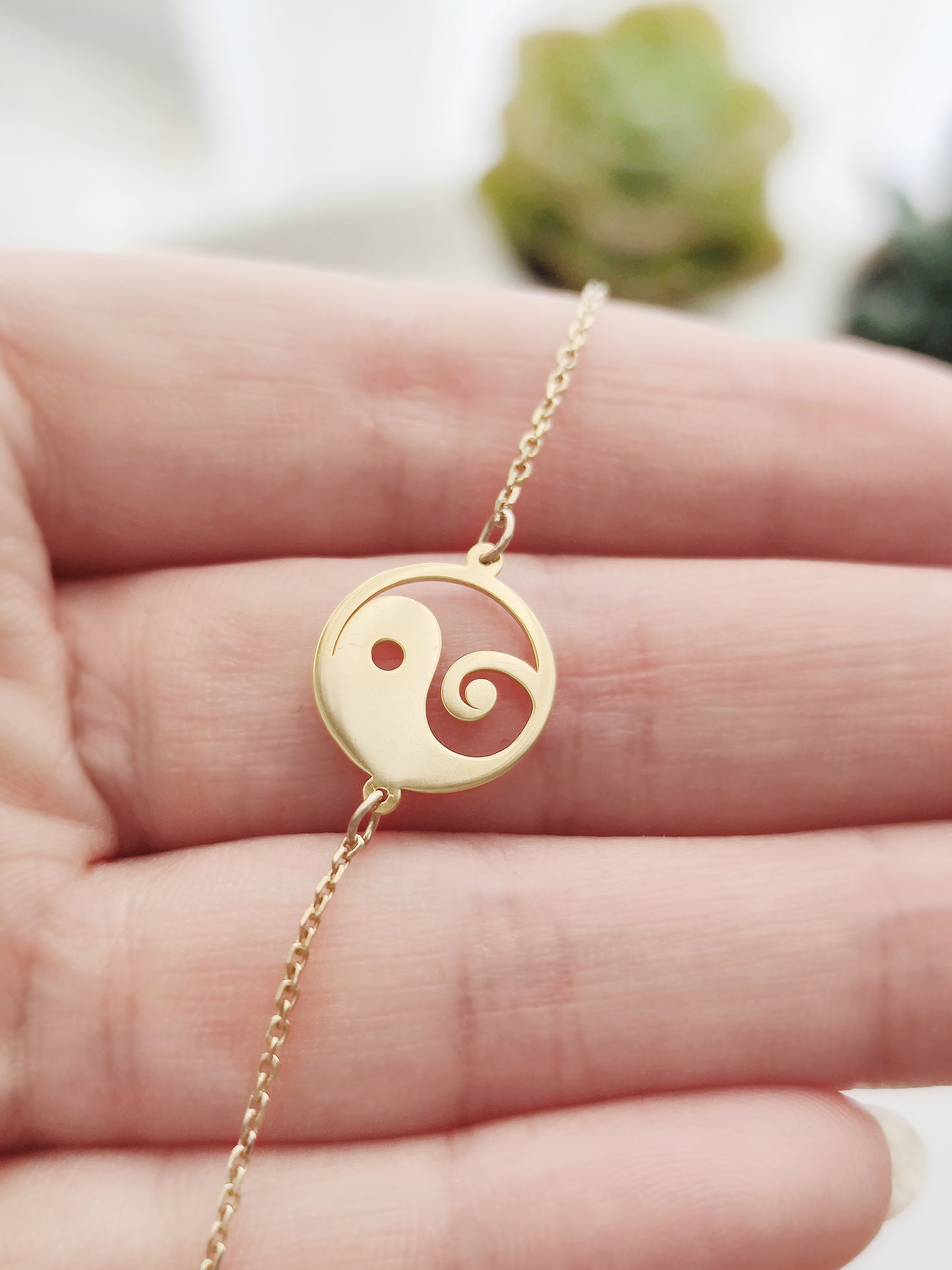 14K 9K Solid Gold Yin Yang bracelet