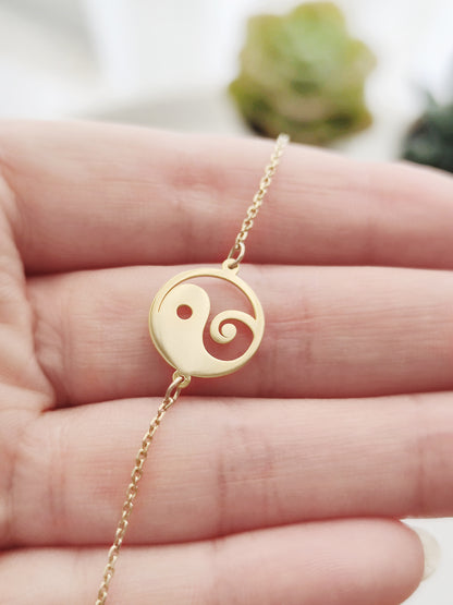 14K 9K Solid Gold Yin Yang bracelet